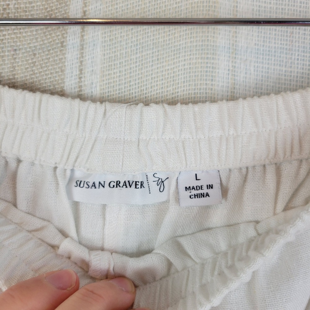 Susan‎ Graver Linen Blend Pull On Pants Size Large White - Picture 7 of 9